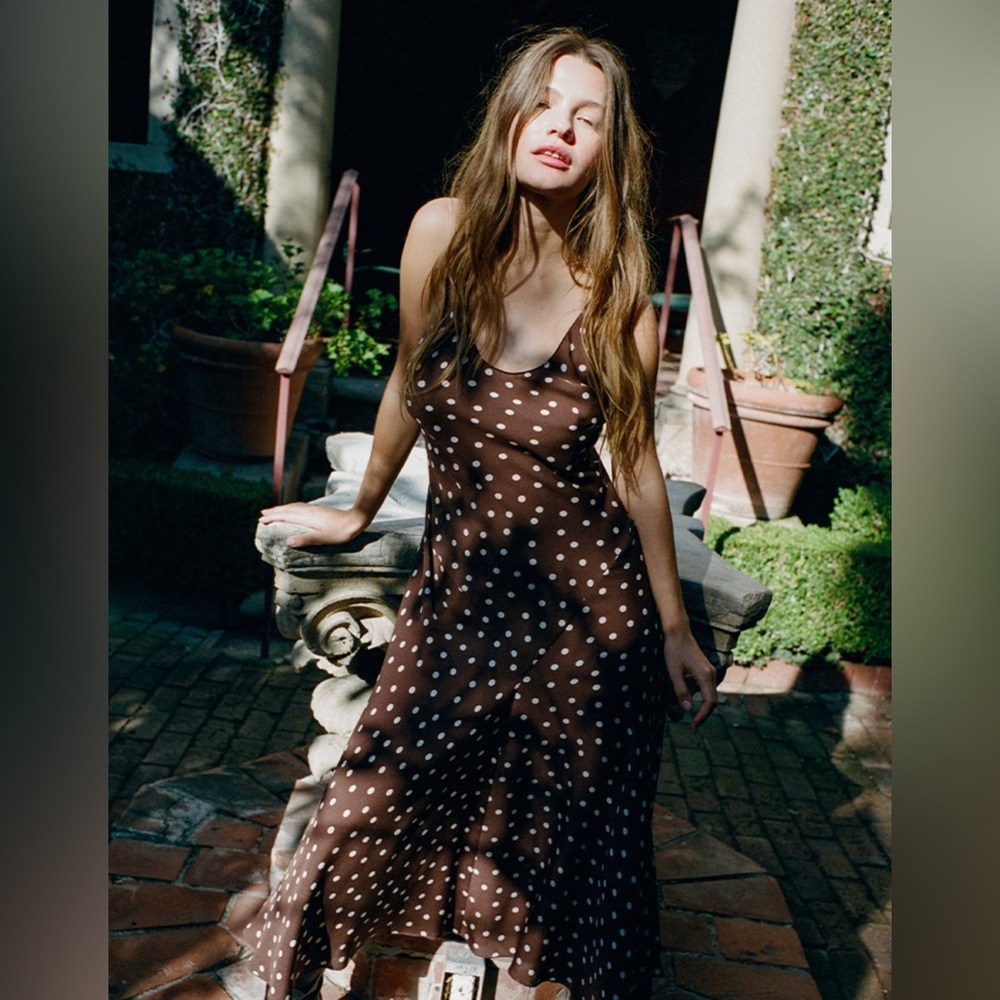 The Ellery - Vivian Elegant Brown Polka Dot Dress Realisation Par NWT